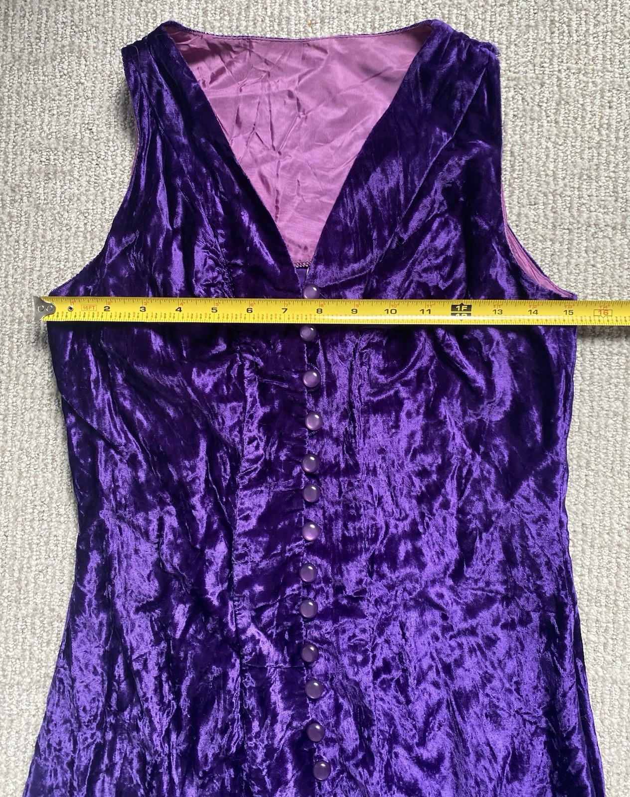 1970s This Is Yours San Francisco Velvet Dress & Shorts Hot Pants Purple Buttons