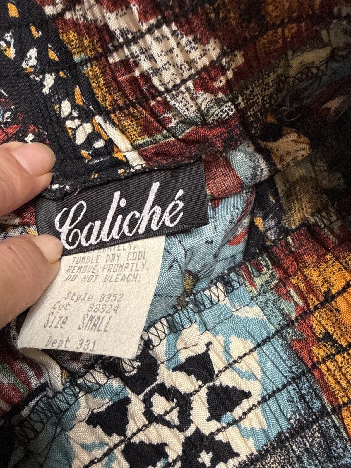 Vintage 2 Pc Southwest Mid Length Dress Shirt Skirt Caliche Western Aztec Small