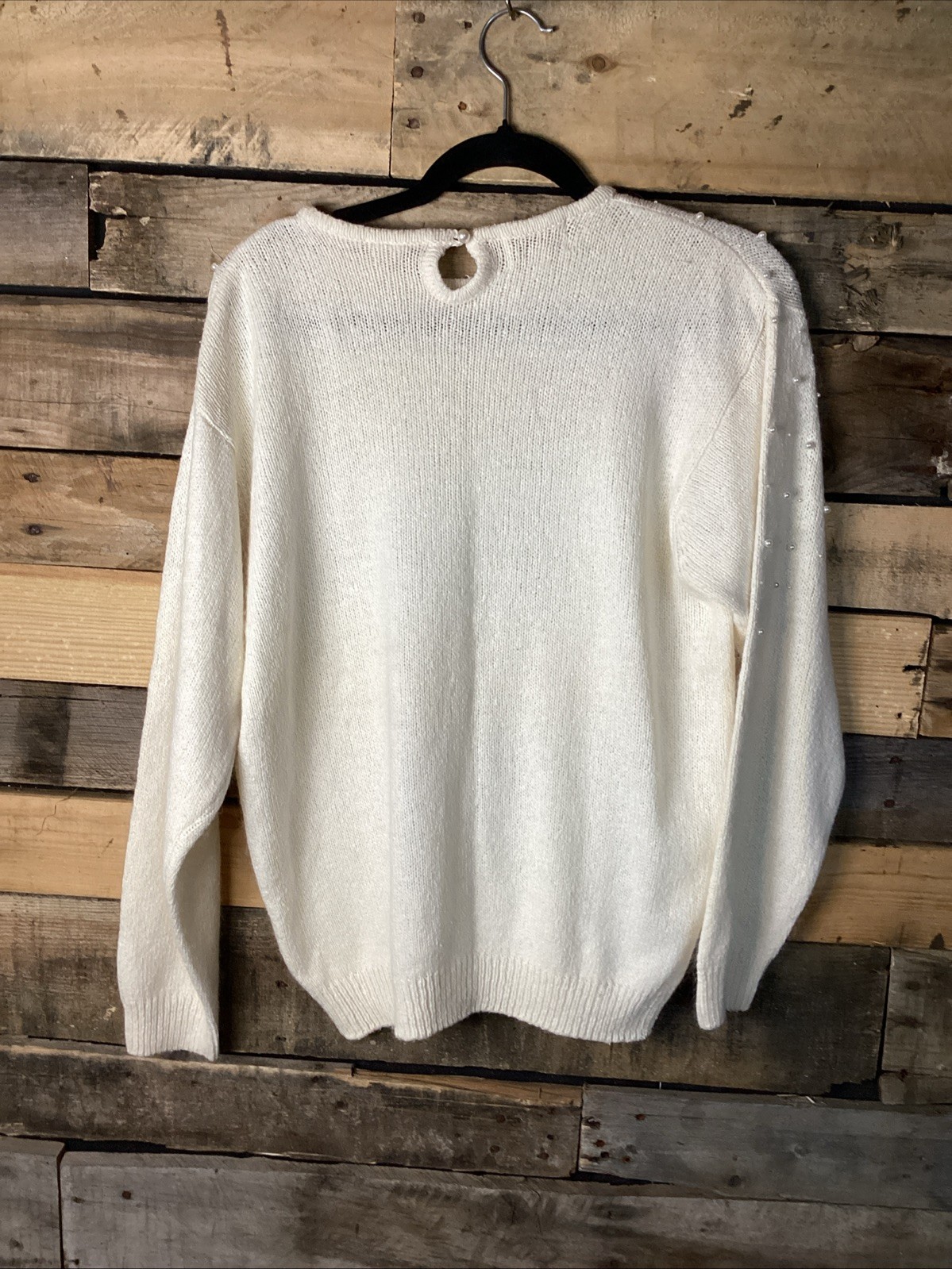 Vintage Allison Smith Faux Pearl Silk/ Angora Rabbits Hair Sweater Size MP