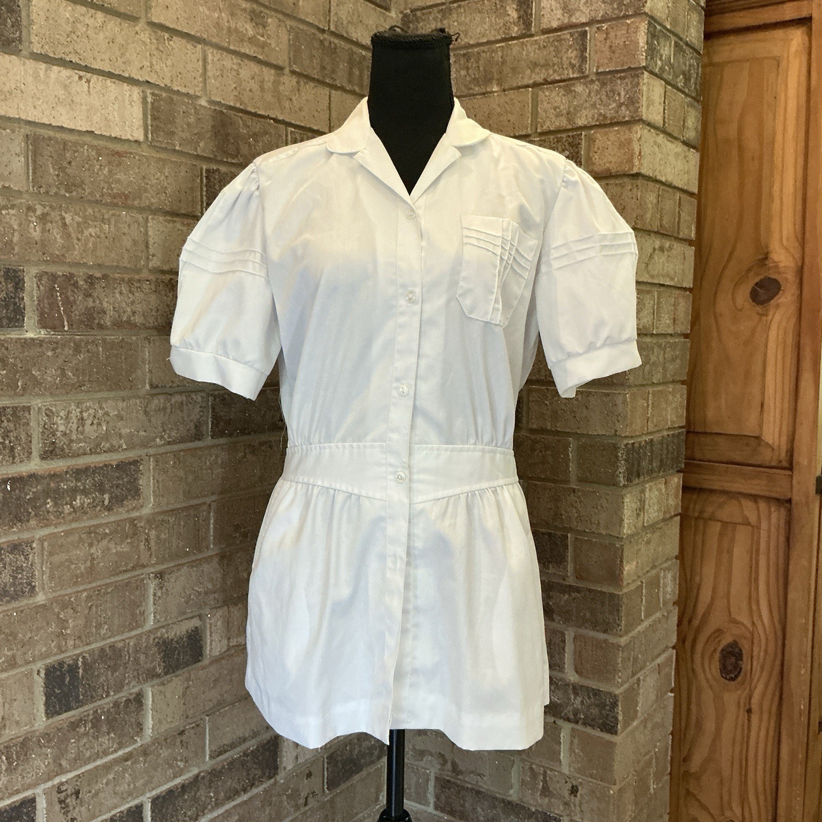 80s VTG White Swan Nurse Uniform Dress Womens Size 14 White USA Made Retro #11F3