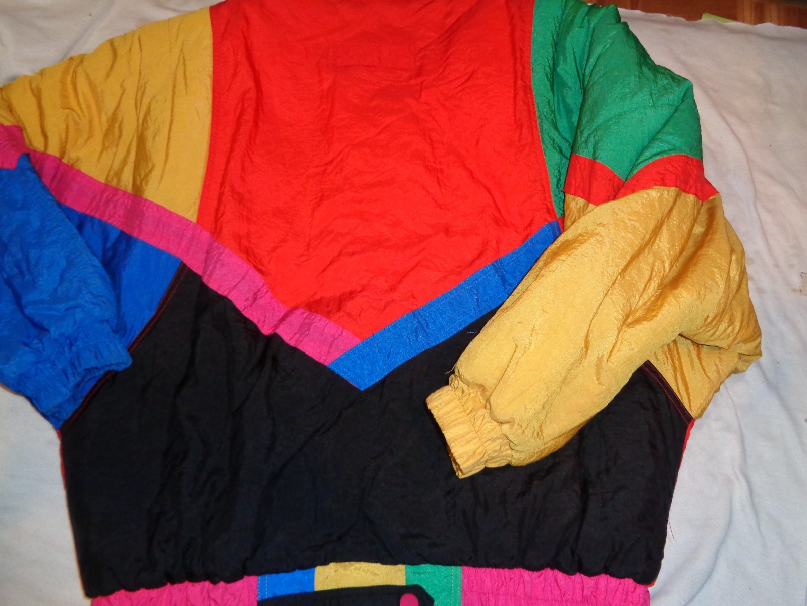 Vintage East West Color Puffer Jacket Coat Front Zipper Button Size Women Medium