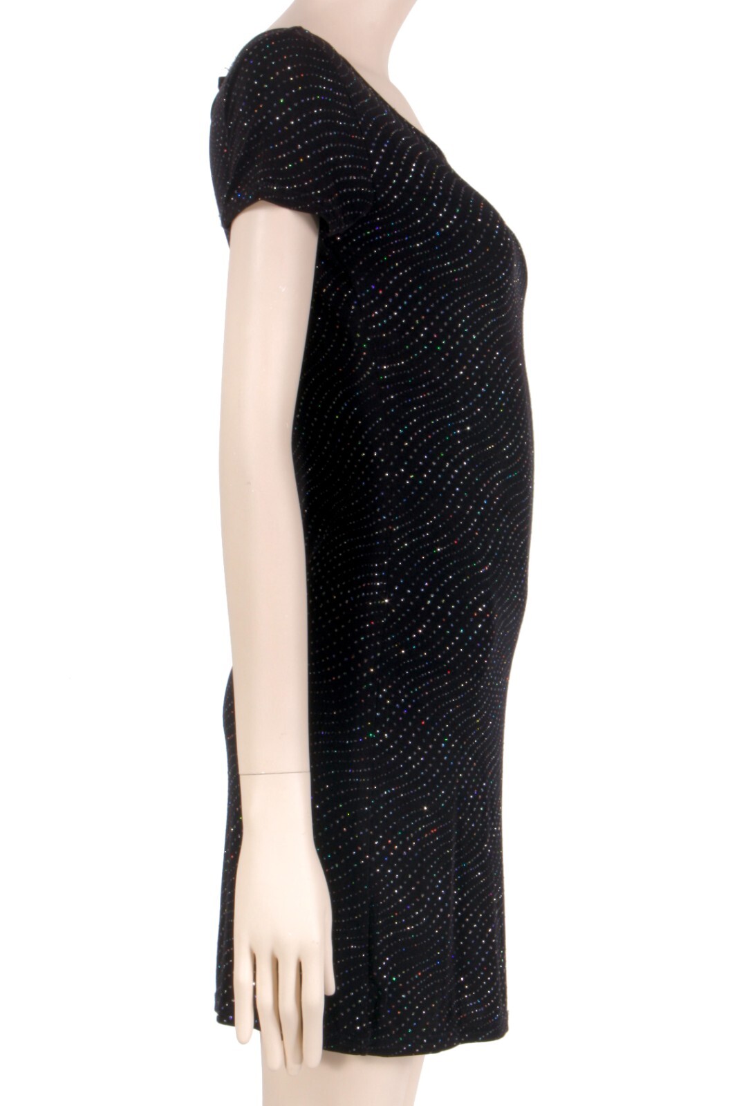S Vintage 1990s ULTIMATE Blues Black Rainbow Glitter Mini Party Dress 80s 90s