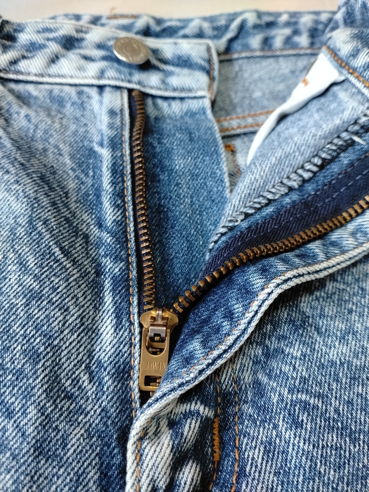 Vintage Edwin Acid Wash Tapered Jeans Made In Japan High Rise Light Blue…