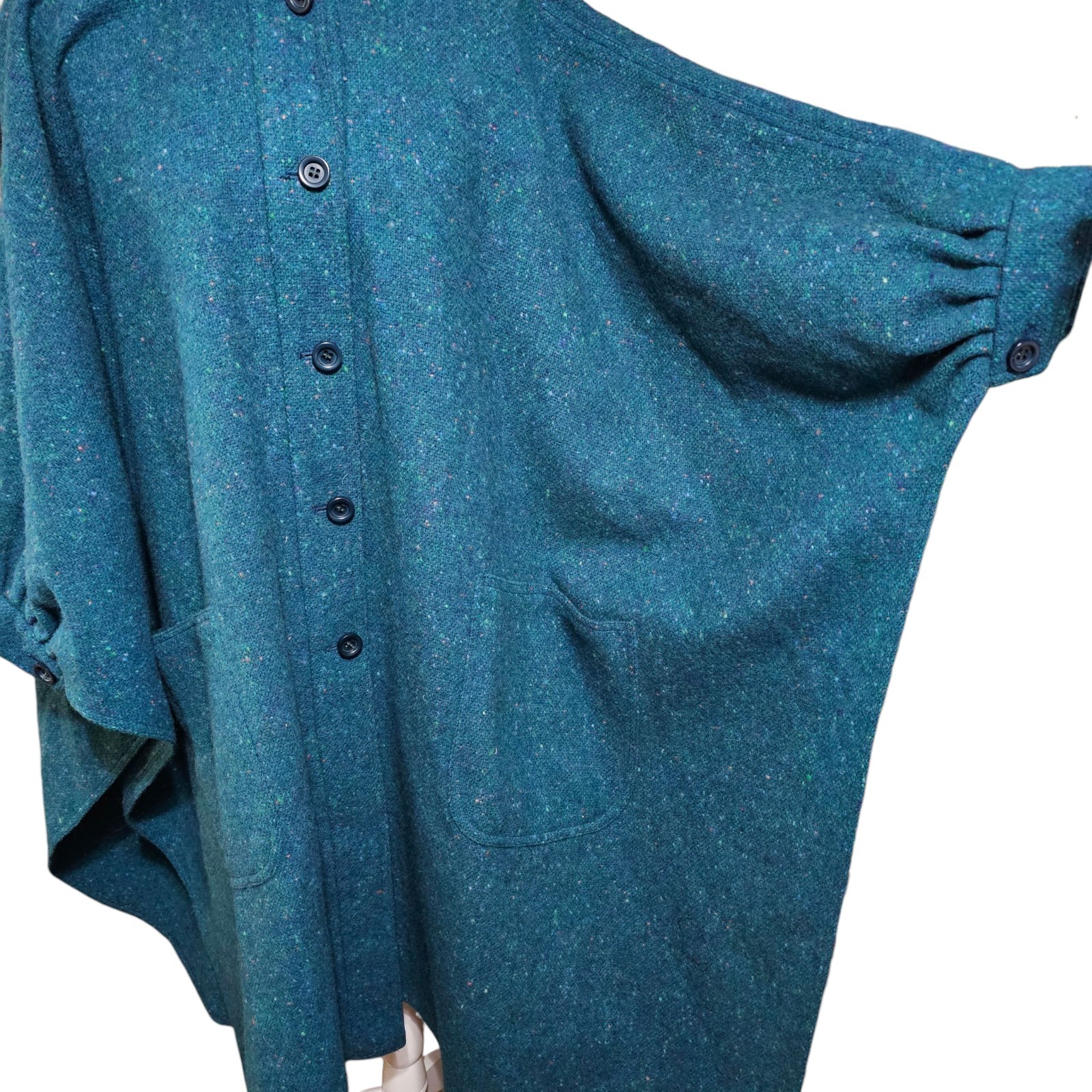 Jimmy Hourihan Pure Wool Donegal Tweed Walking Cape Ireland Green Speckled