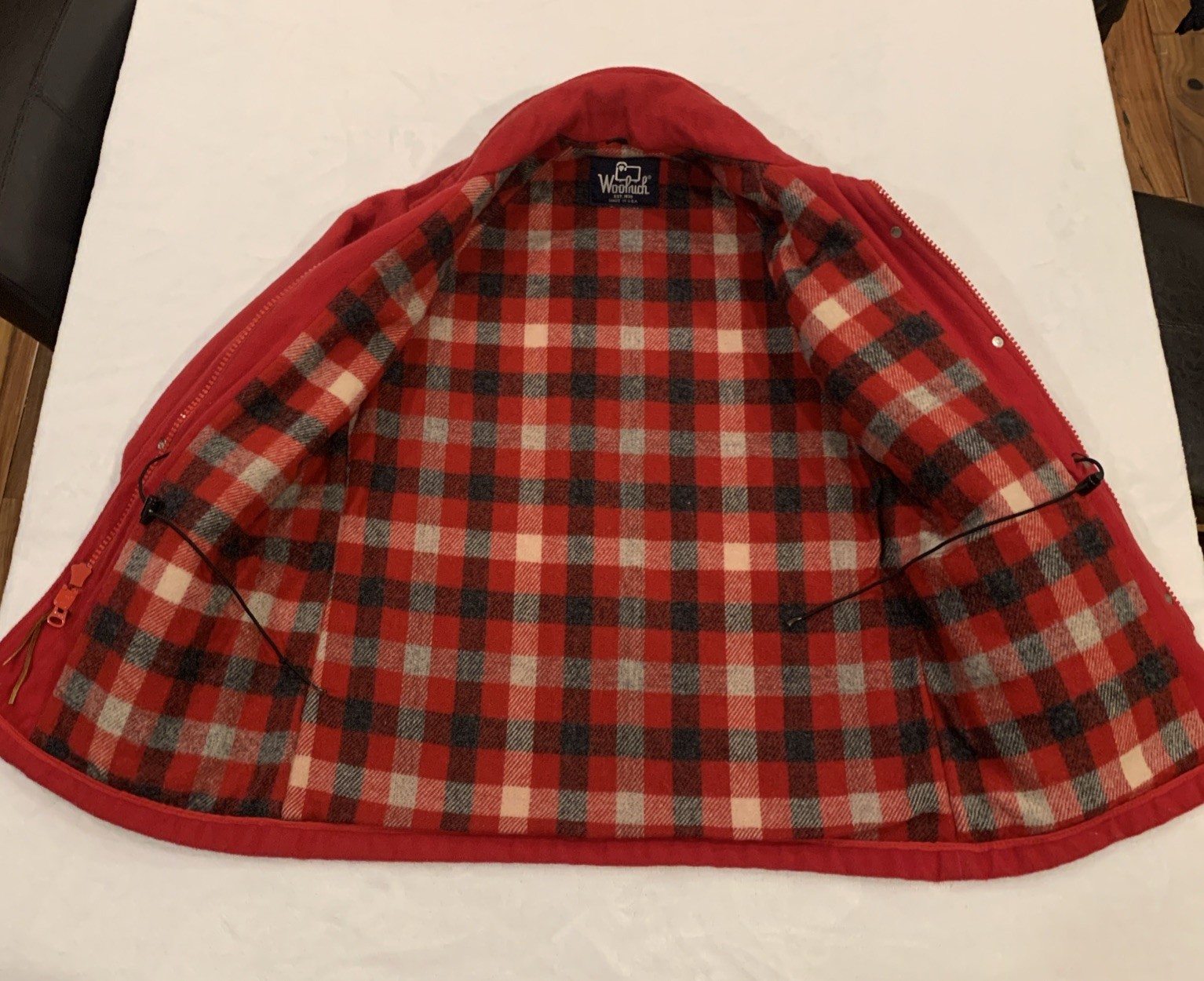 Rare Woolrich Wool Jacket Coat Plaid Wool Lined Women’s M Red Vintage No Hood