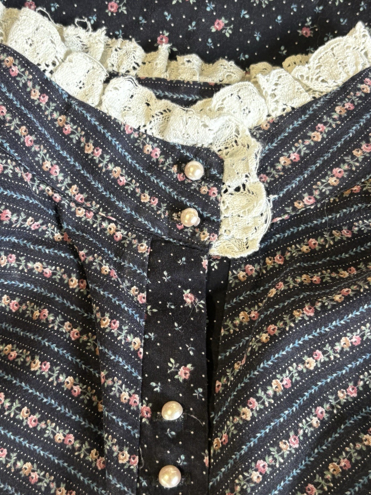 Vintage 70s Stras California Prairie Blouse Size 40 Large Victorian Cottagecore