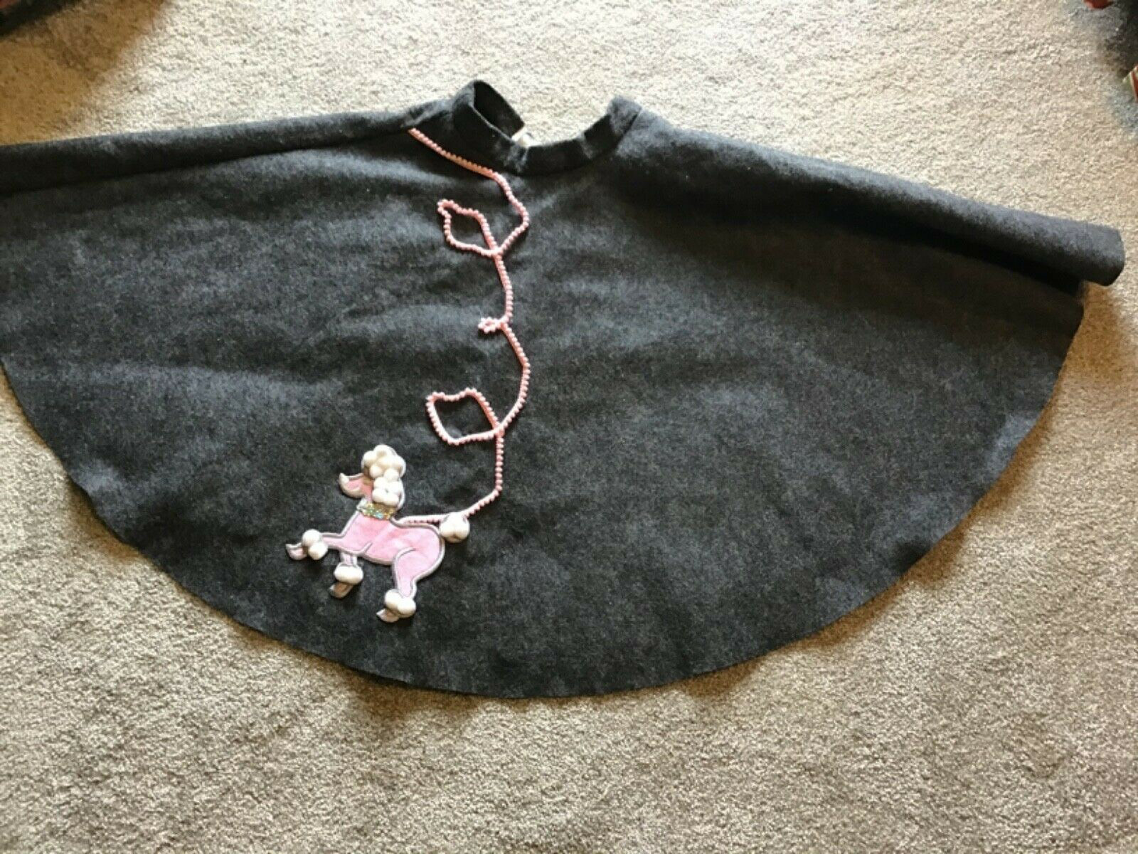 Vintage Grey Felt Poodle Skirt Rockability Handmade Junior XX-Sm Waist-22″ EUC