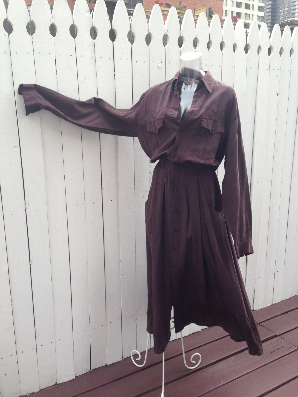GO SILK L’Zinger ’90 Bergdorf Goodman On the Main Shirtdress Blouson Dress Pckts