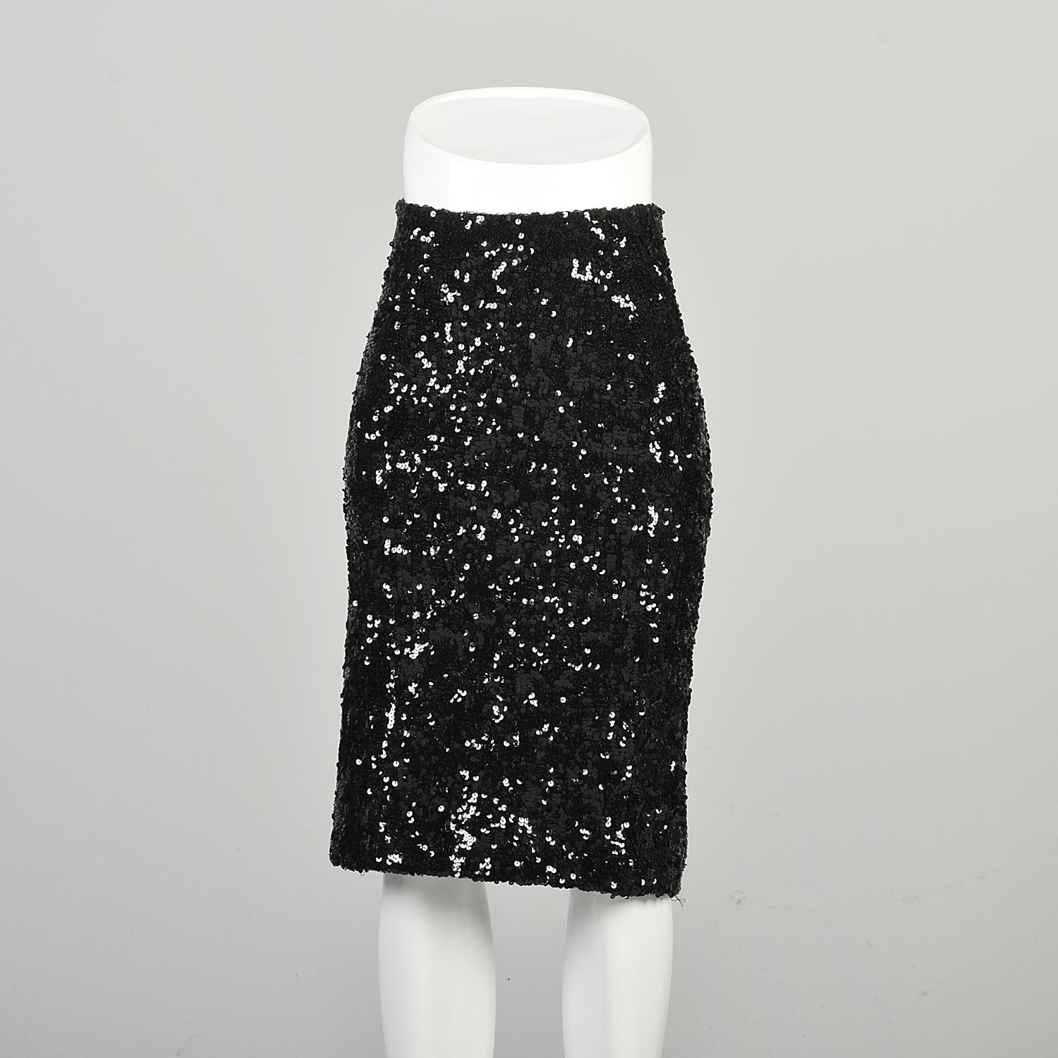 S-M 2000s Donna Karan Skirt Black Knit Wool Bodycon Knee Length Formal Elegant