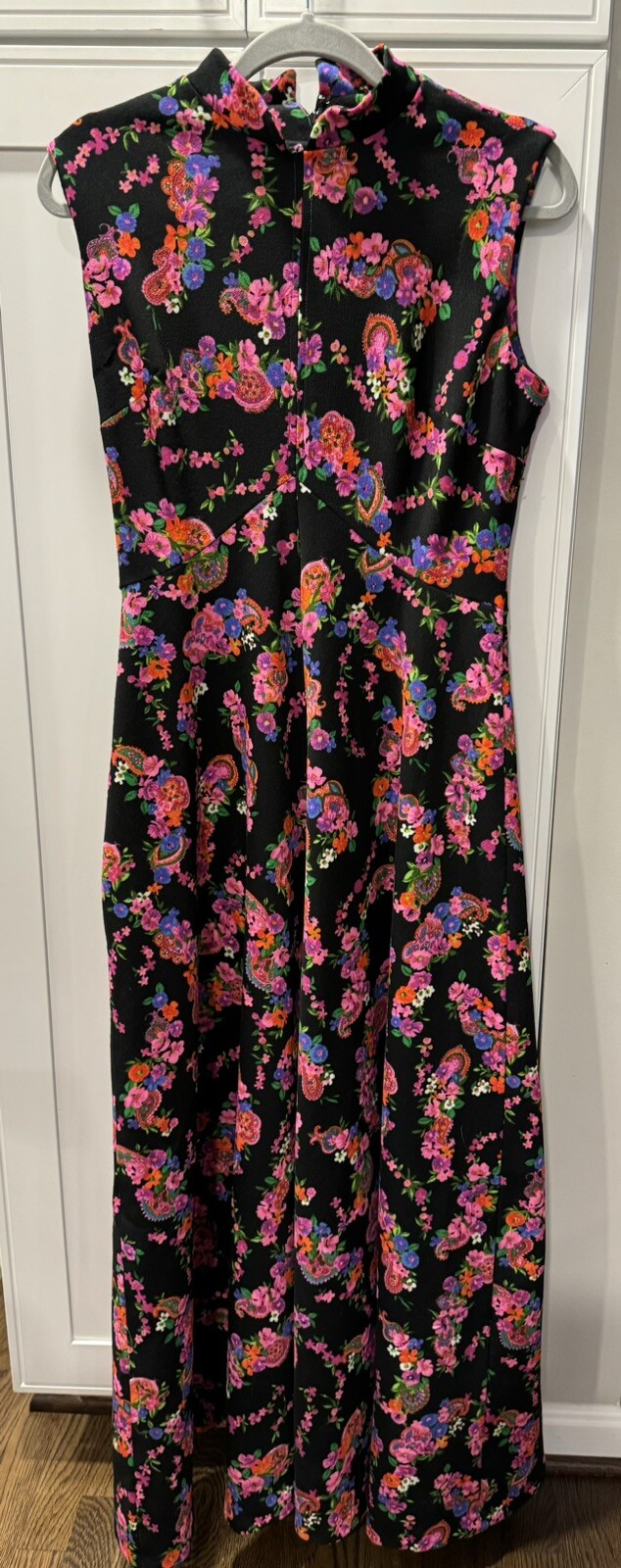 Vintage 70’s It’s Better X Floral Mod Retro Hippie Long Maxi Dress Double Knit