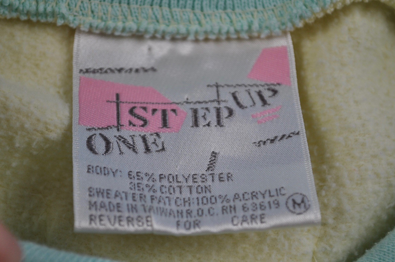 Vintage One Step Up Sweatshirt 1980’s Yellow with Panda Bears Collared Medium