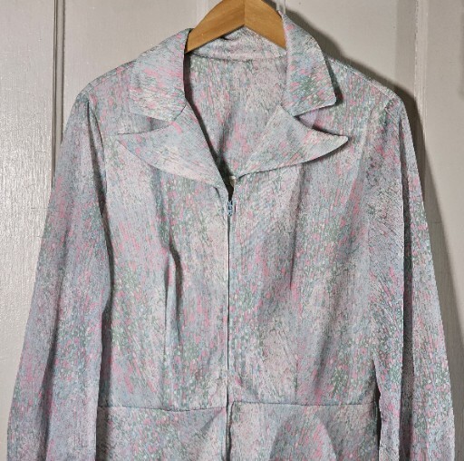 VTG Minerva Fashions Dress Women’s M/L Pastel Pink Green Floral Career Witchcore