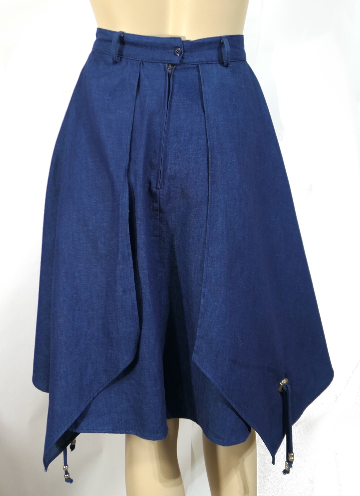 Vintage Denim Cotton Western Concho Fringe Chaps Look Skirt XS Sassa