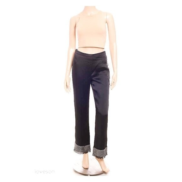 MM MOISELLE Vintage RARE Sequin & Chiffon Trim Satin Dress Pants Y2K 38 2 189