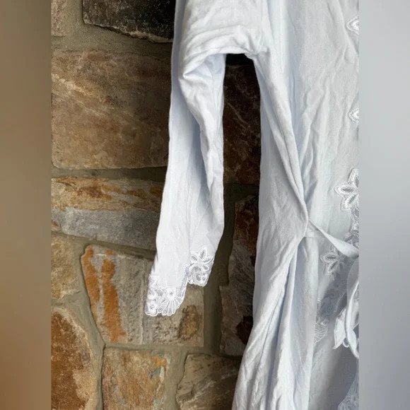 Vintage Maria Scotto WHITE cotton/modal lace embroidered robe XL made in ITALY