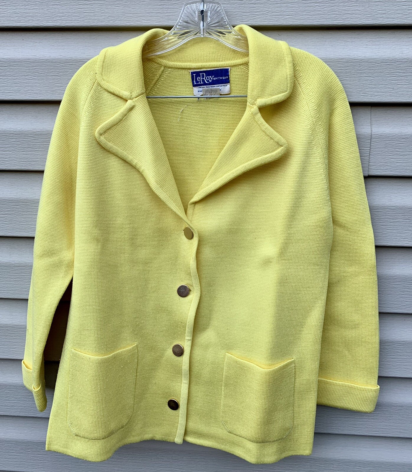 Vintage Woman’s Yellow Le Roy Knitwear Sweater Size Medium