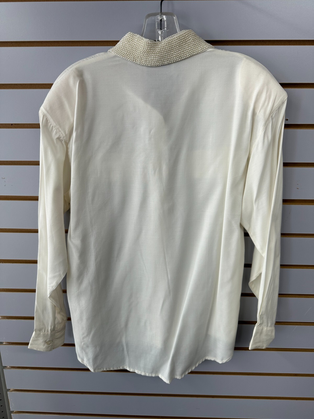 Vintage Passports Of Pier 1 Imports Top Womens Small Ivory Blouse Button Pearl
