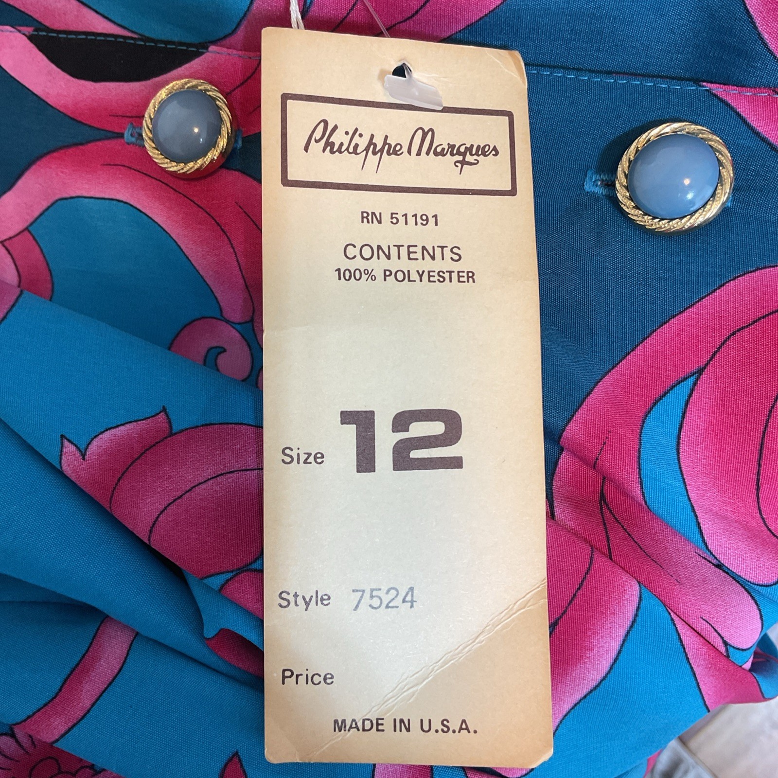 Vintage Philippe Marques Women’s Dopamine Geometric Top 12 Mixed Textile NWT