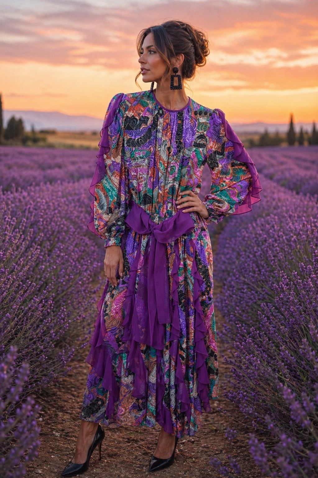 Vintage Susan Freis Dress, Flowey,USA, Size M, Garden Party, Wedding,STUNNING