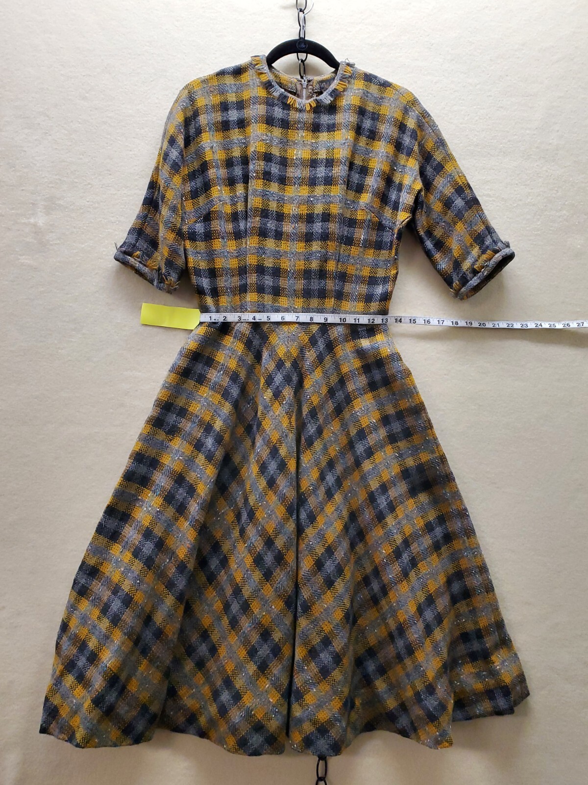 Vintage John Wanamaker Swing Dress, Early 60s, Wool Boucle. Small.