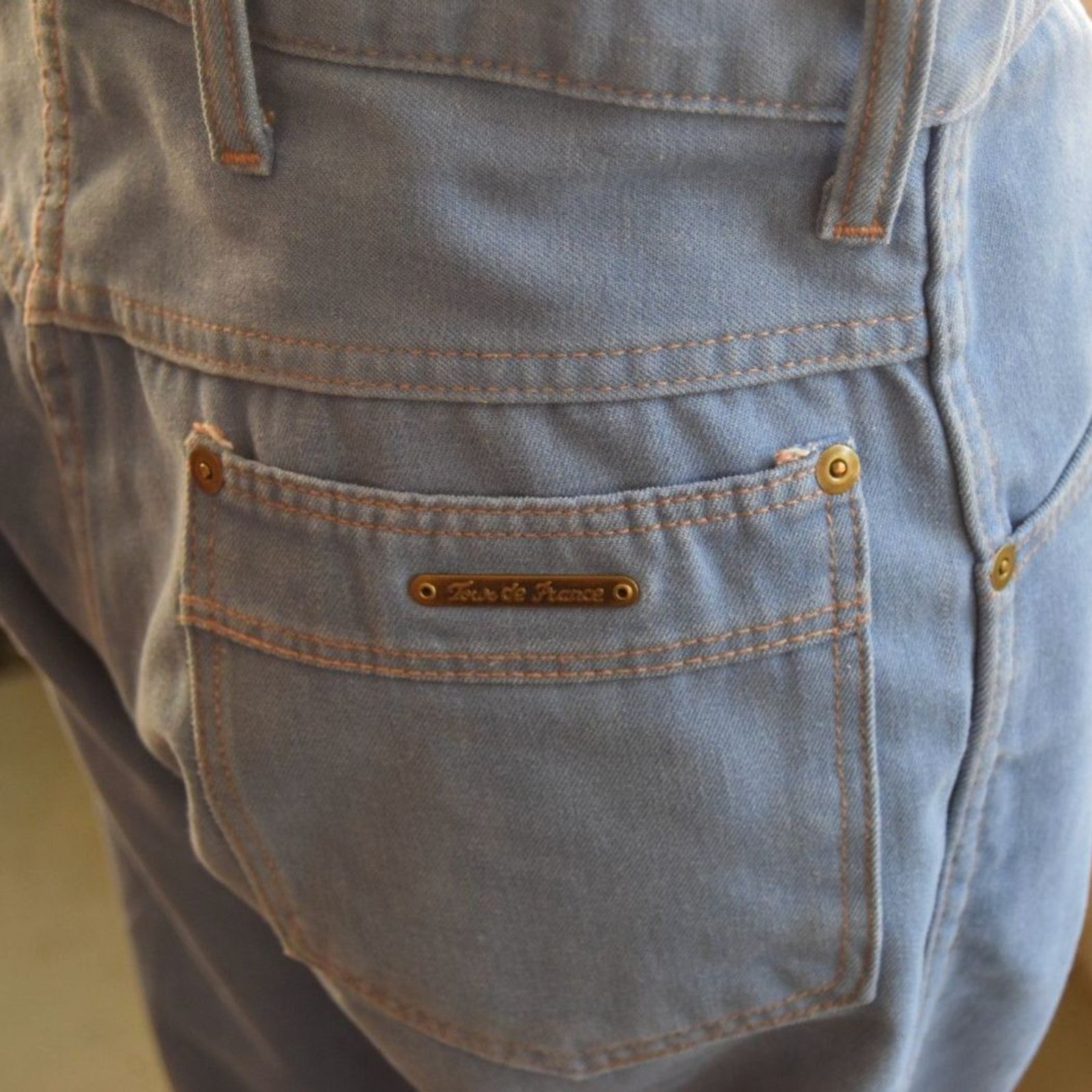 Vintage 70s Tour de France Light Blue Denim Jeans France 30×31 Mod