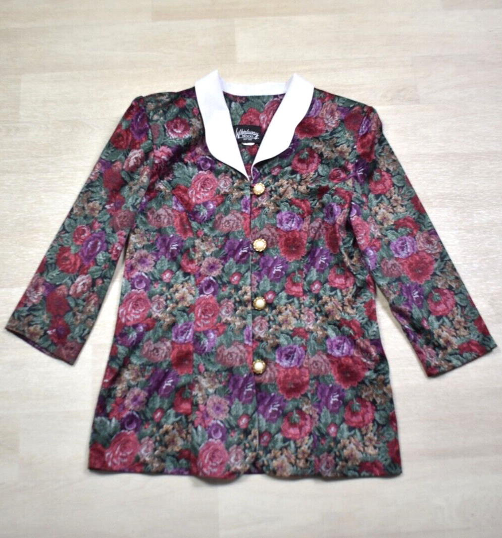 80s Whirlaway Frocks Floral Skirt Suit Set 8 Petite Polyester VTG 1980s