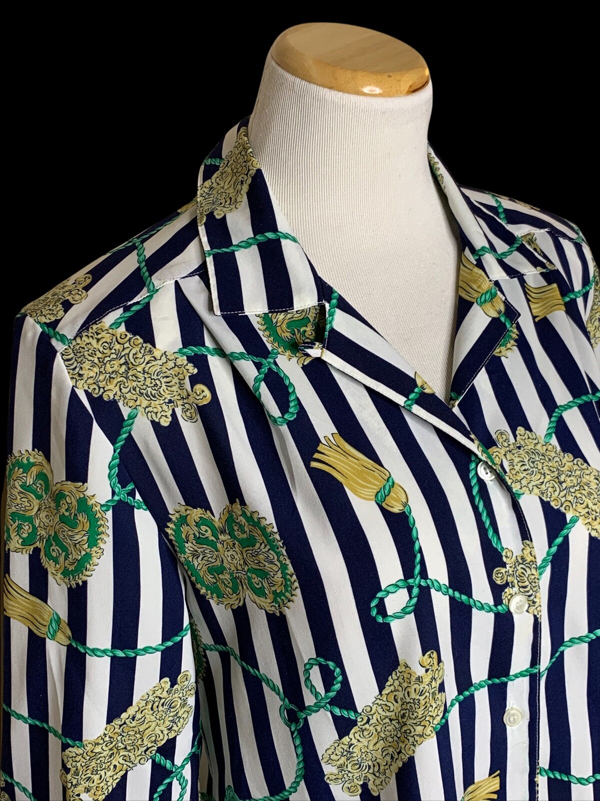 Vintage Pykettes Sz 10/M Women’s Stripe Chain Rope Scroll Blouse Nautical