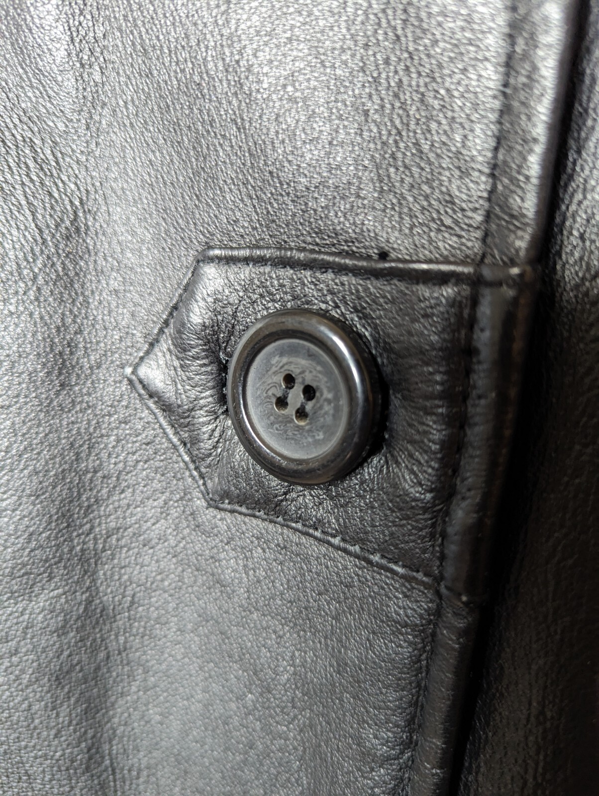 Vintage Black Leather Jacket Size L Salon Studio Haband Button Down Mid Length
