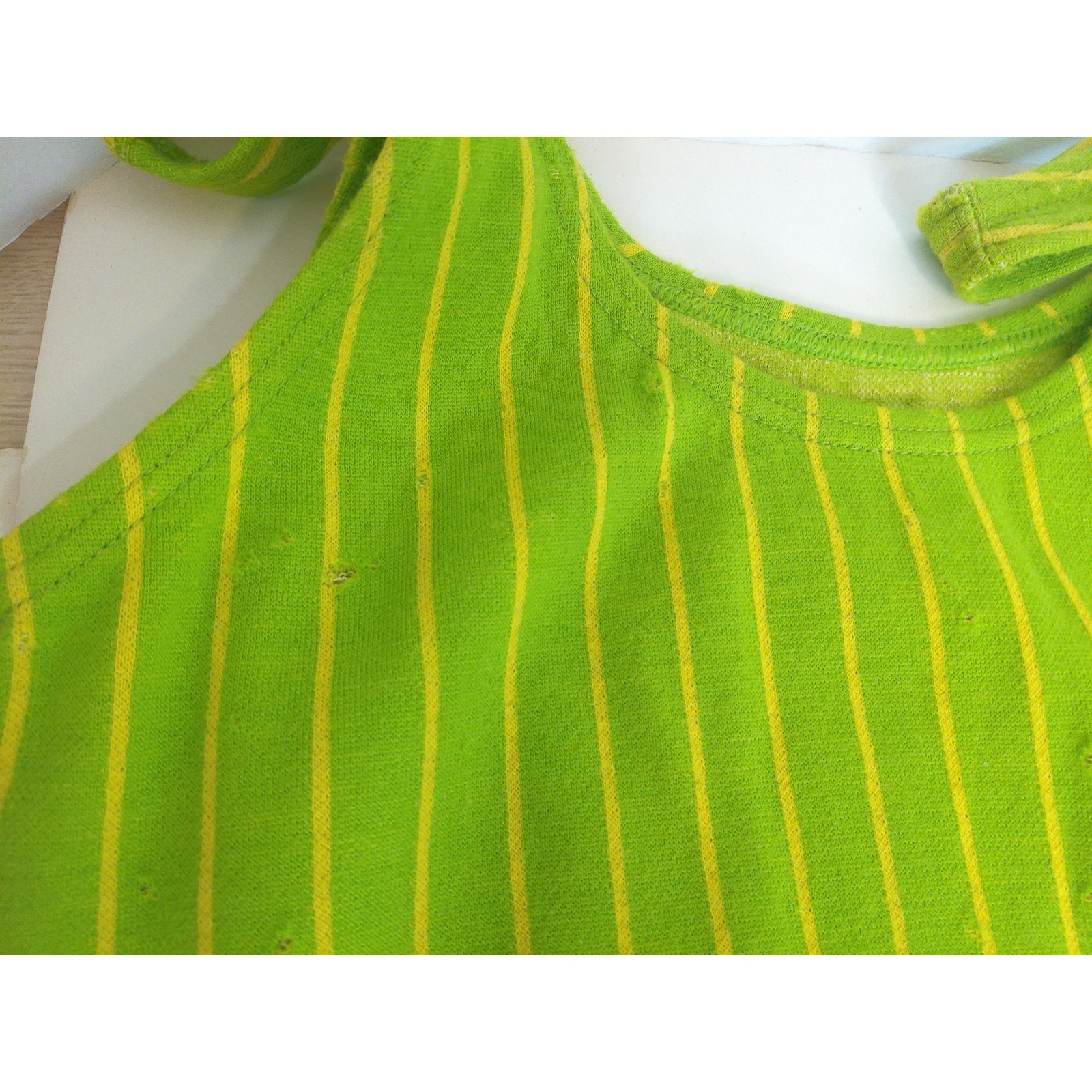 Vtg 1960s Rudi Gernreich Harmon Knitwear Cut Out Swimsuit Green Striped Size 14