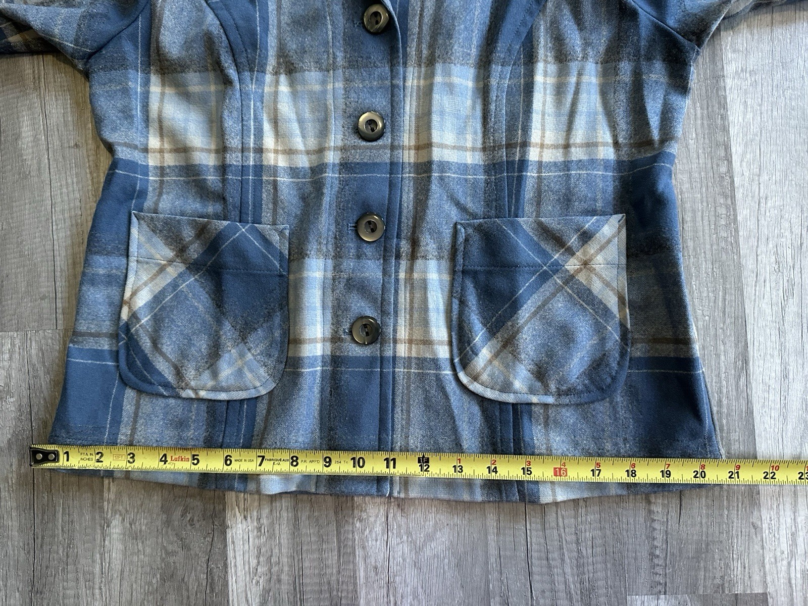Vintage Pendleton Petite Blue Plaid Wool 49er Jacket Made In USA Medium Button