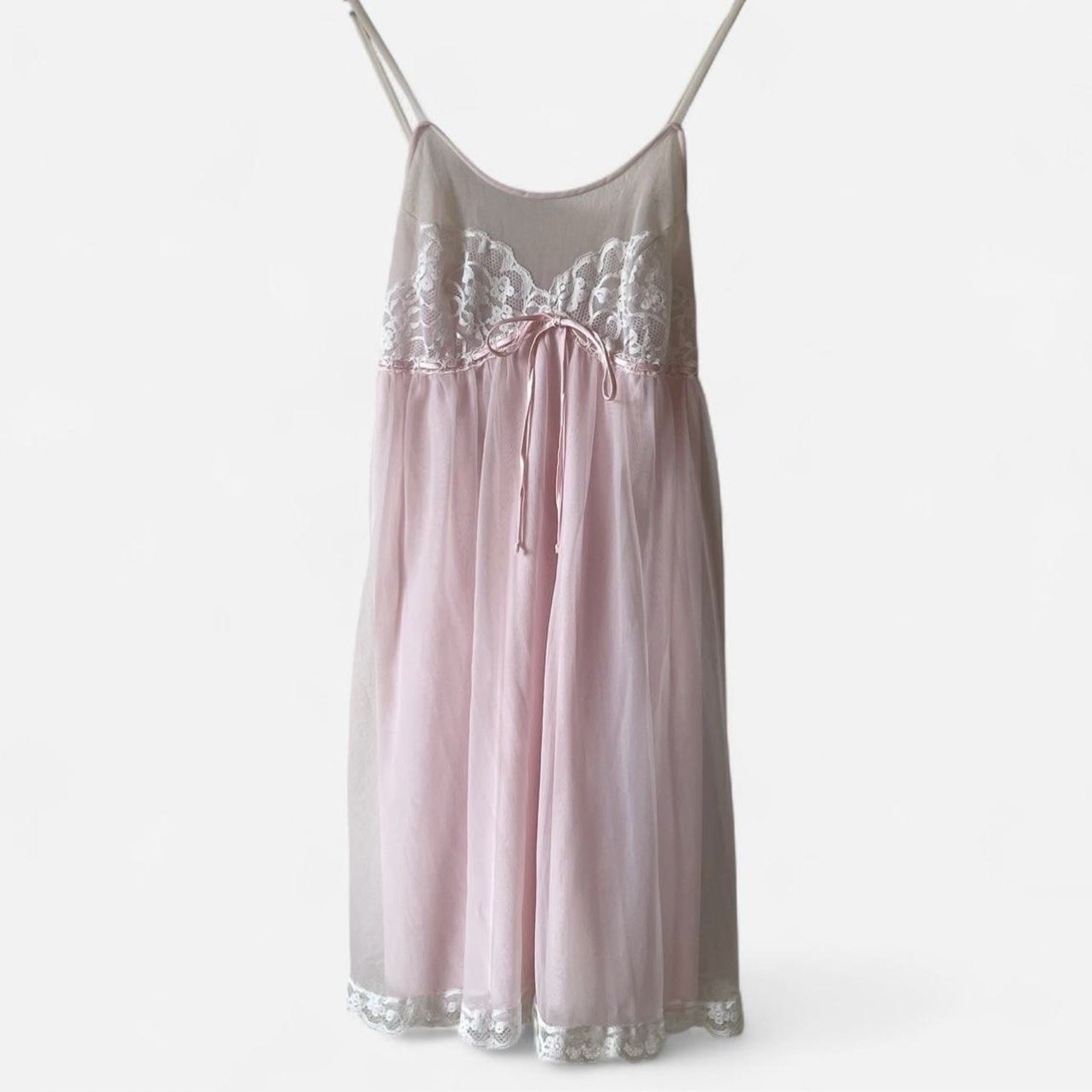Vintage Baby Pink lace slip dress M Babydoll