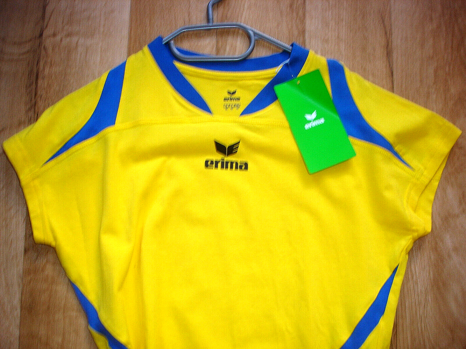 Genuine VINTAGE ERIMA SHIRT Womens NEW Yellow Blue Size 40 M PLAIN RARE Sports Casual
