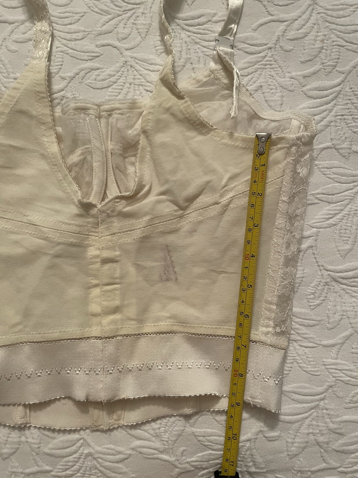 Vintage Rondeau original Lilyette bra 38 / 39 C Long line ivory lace Corset #679