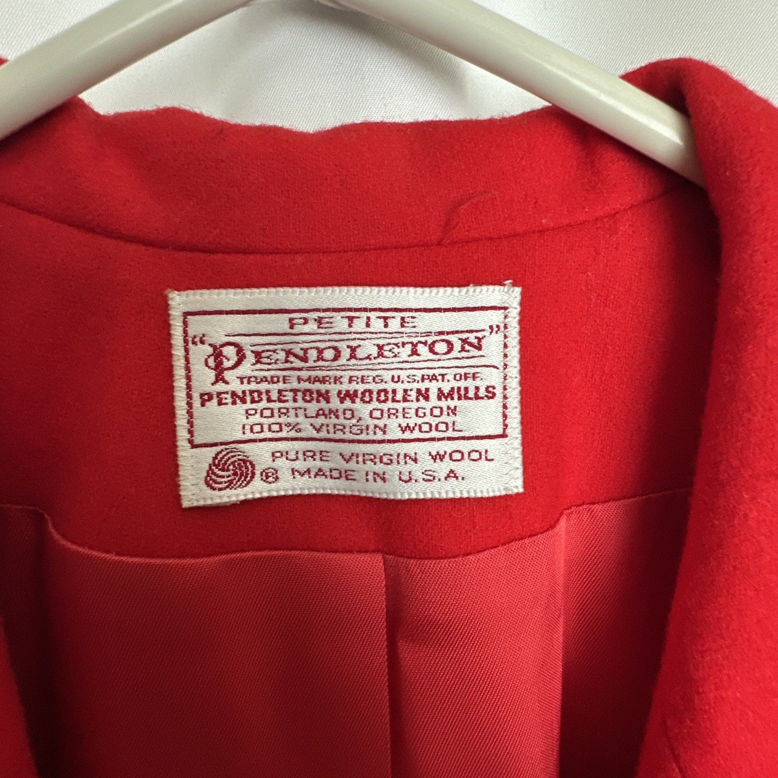 Vtg Pendleton Wool Blazer Jacket Womens Red Lined USA Sz- 12 Petite #750
