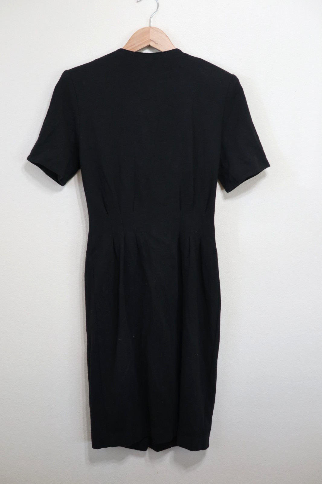 90s Vintage Cynthia Howie Black Knit Jersey Big Buttons Sheath Dress Women XS S