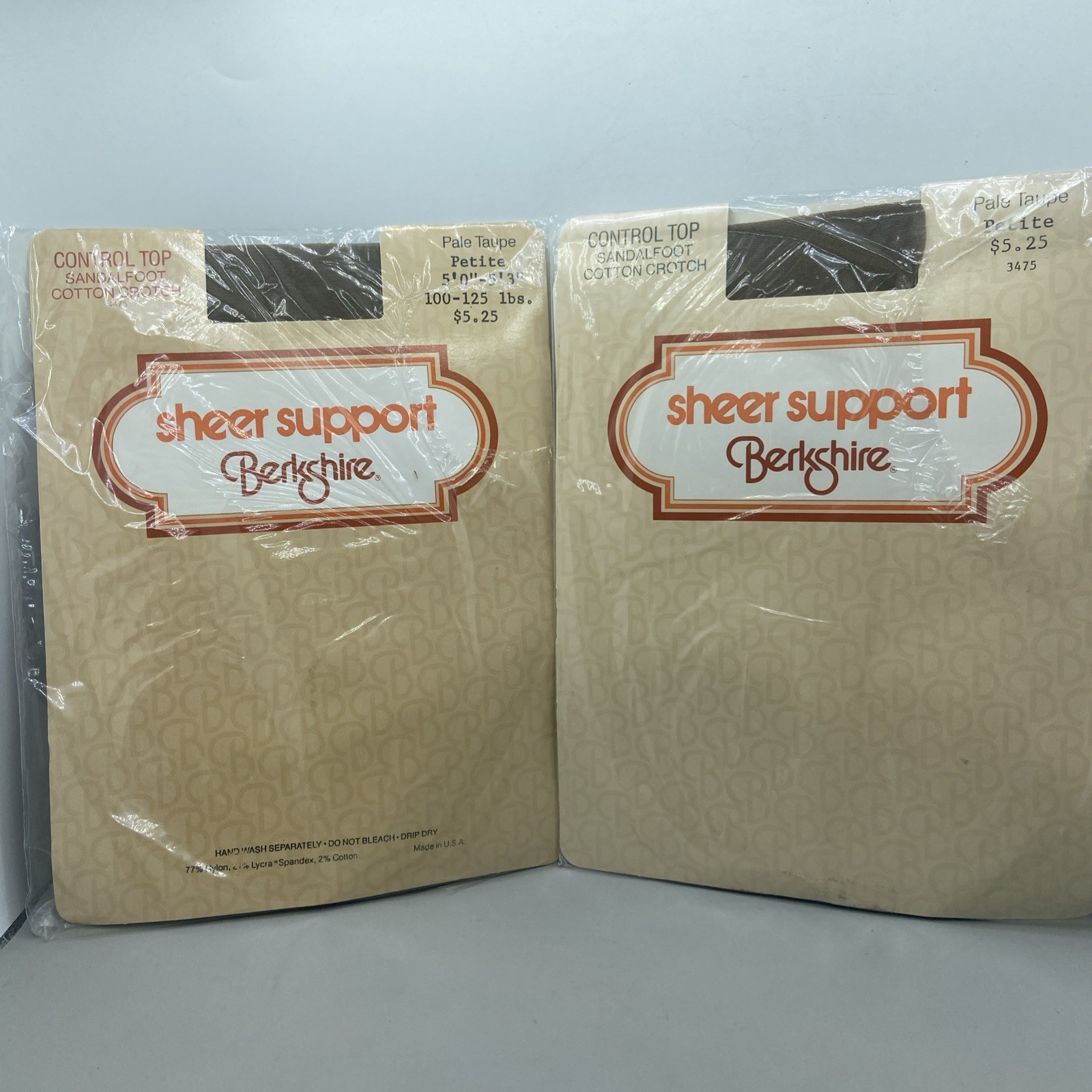 2 – VTG Nos Berkshire Sheer Support Pantyhose – Pale Taupe Average 4475 Sandal