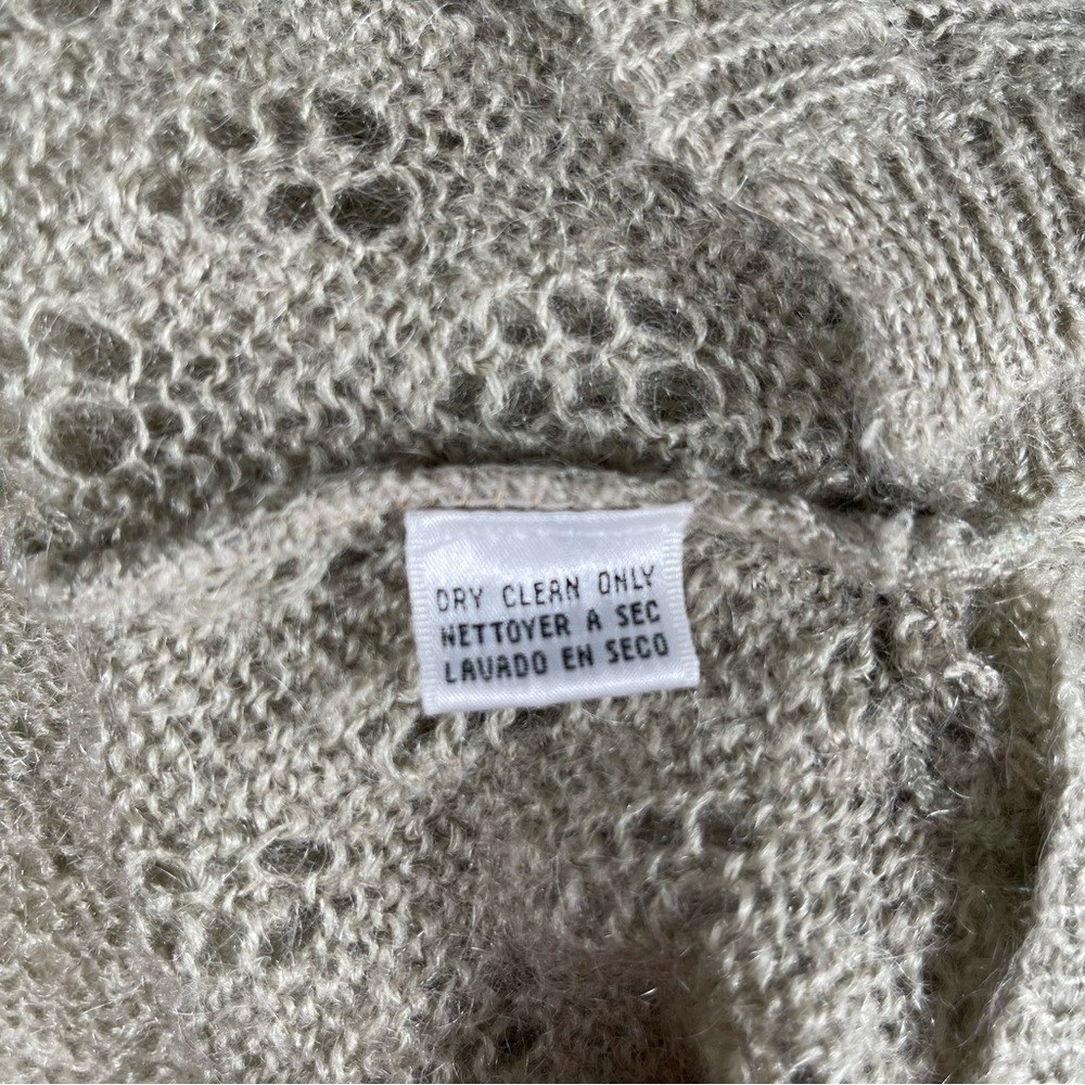Jones & Co Vintage Mohair Blend Sweater Beige Fuzzy Knit 80s 90s Size L.
