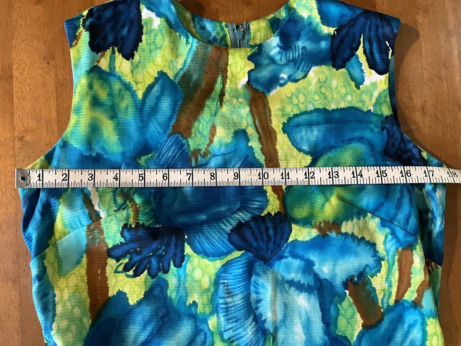 Vtg McINERNY Womens Hawaiian Maxi Dress Watercolor Floral Talon Zip Side Slit 12