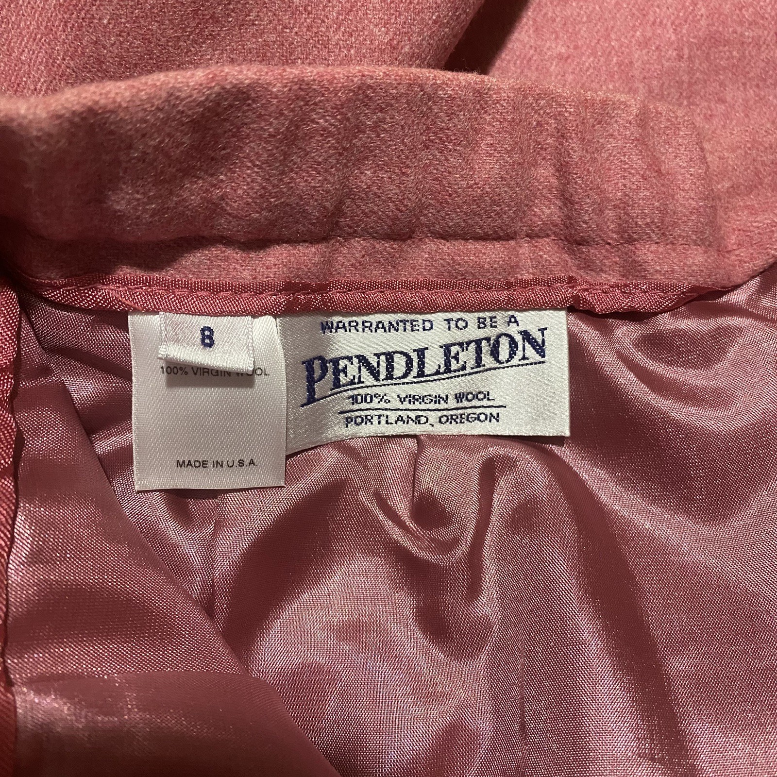 NWT VNTG Pendleton Womens 90’s Power Skirt Sz 8 Pink Solid Wool Classic Preppy