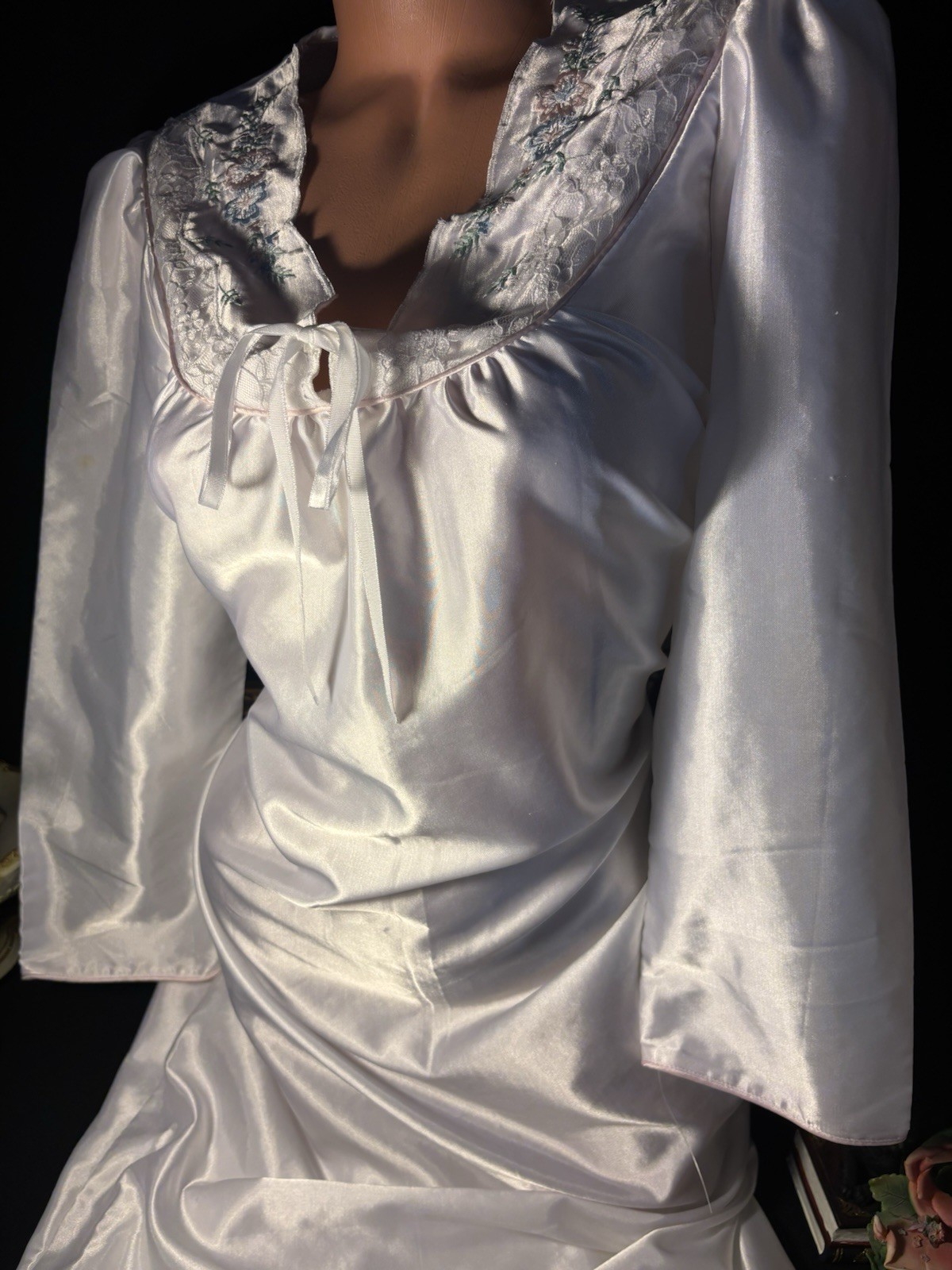 Vtg Satin Shiny White Gown Long Nightgown Vtg Sexy Anastasia Nightgown Long Gown