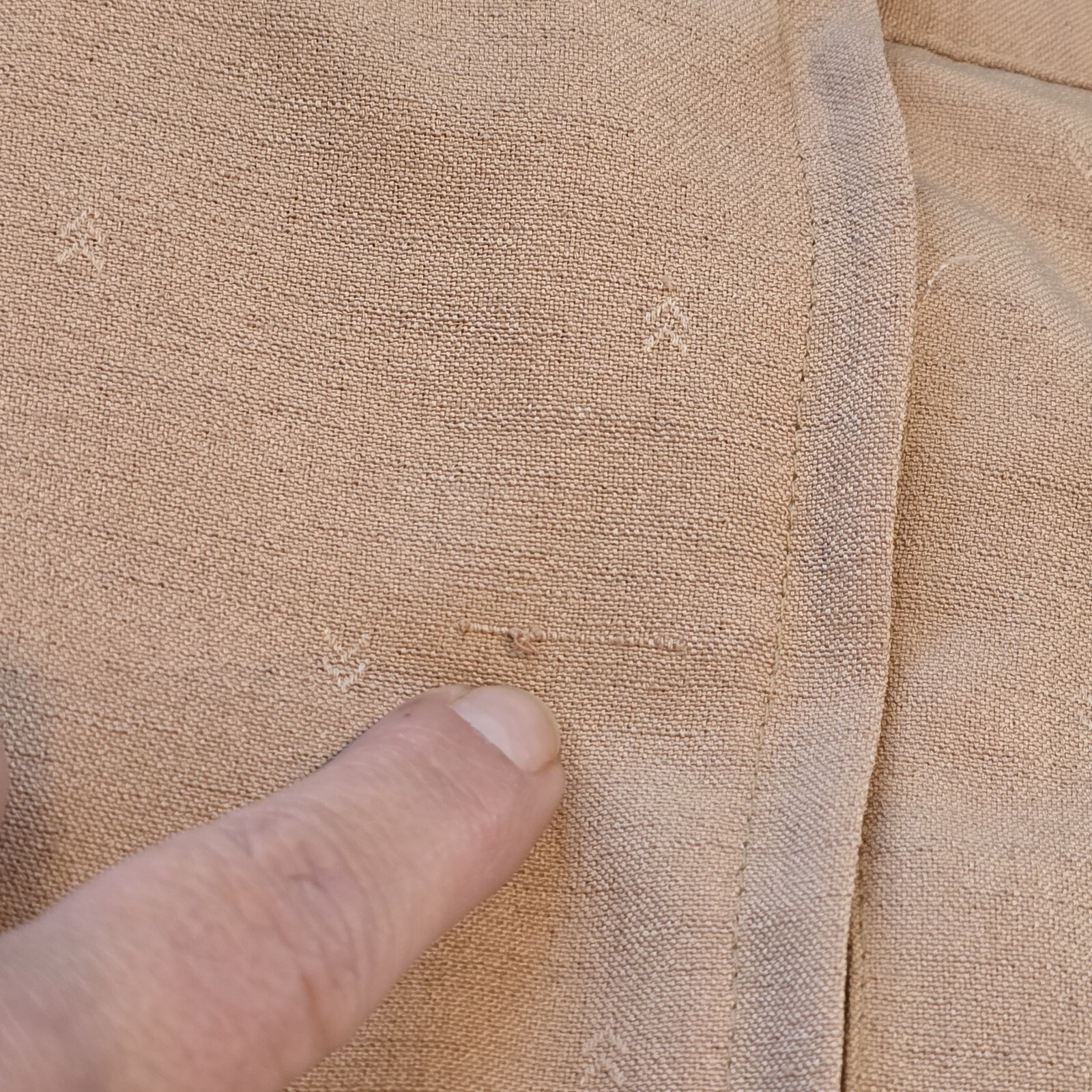 Vintage 60s 70s China Skirt Tan Khaki Chinese 27 Silk blend School XS Severance