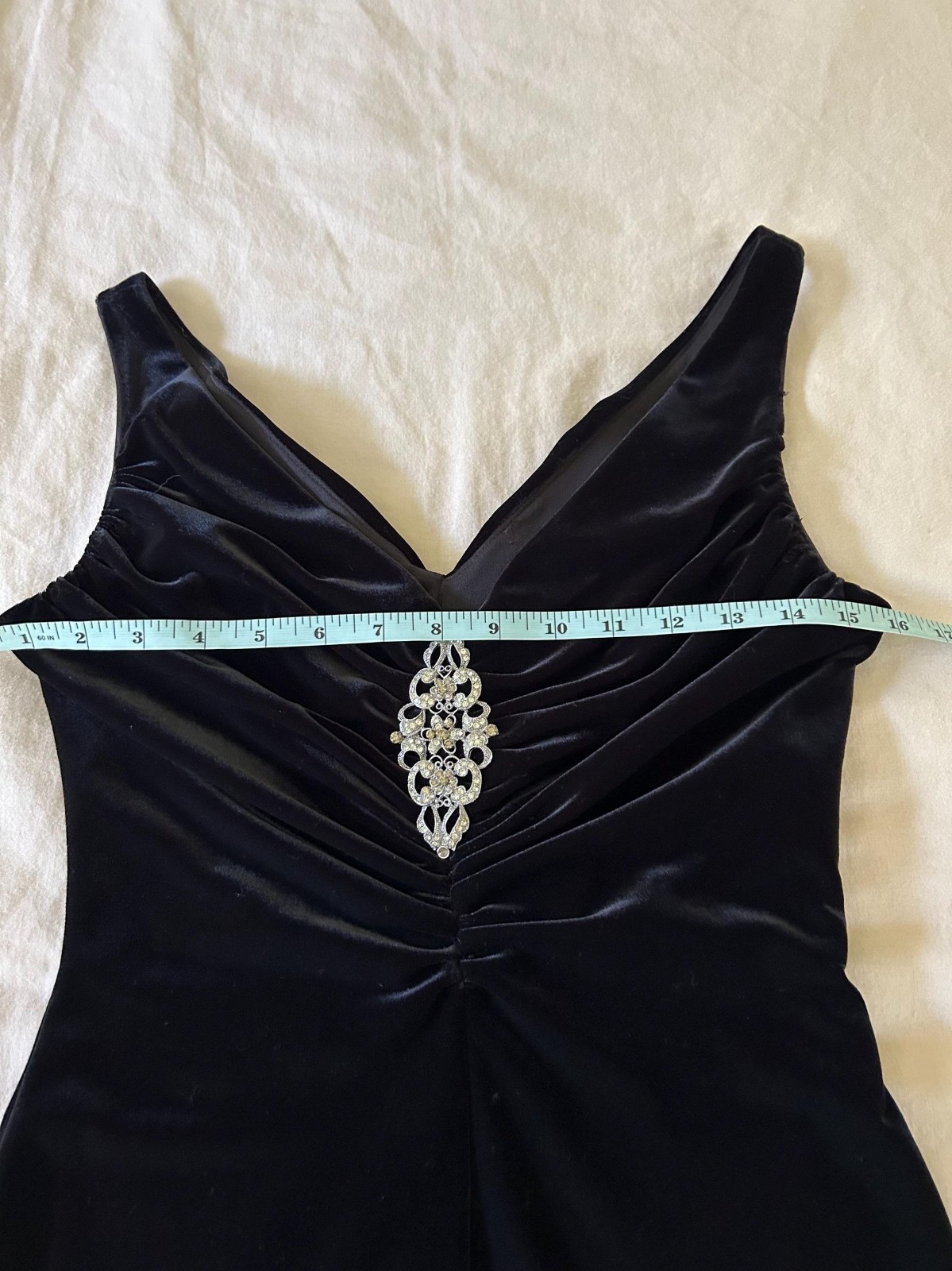 Vintage Onyx Nite Black Velvet Gown Size 6 | Rhinestone Formal Dress | Old Holly