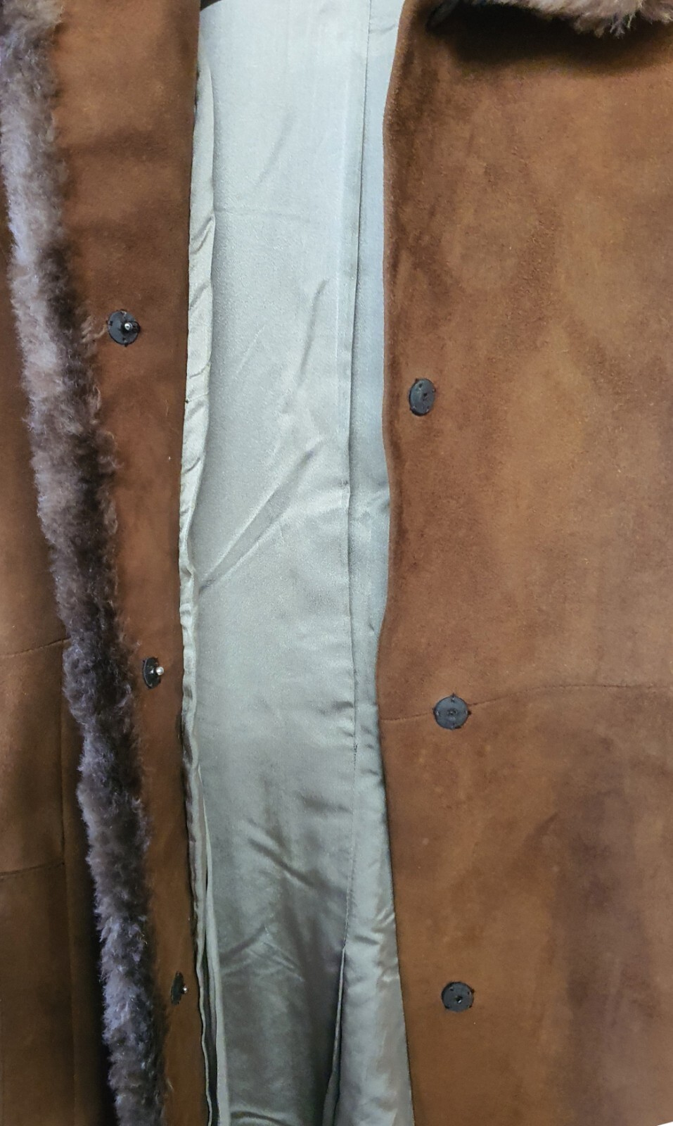 Vintage Lisal Melbourne 1970s Afghan Suede Coat with Lambs Wool Cuffs Collar SzS