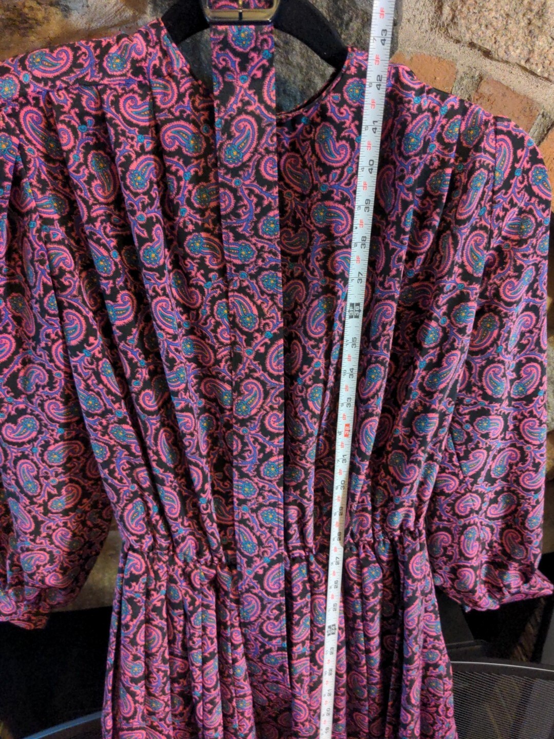 Vintage Henry-Lee Petites Pink Paisley Print Secretary Dress Elastic 6