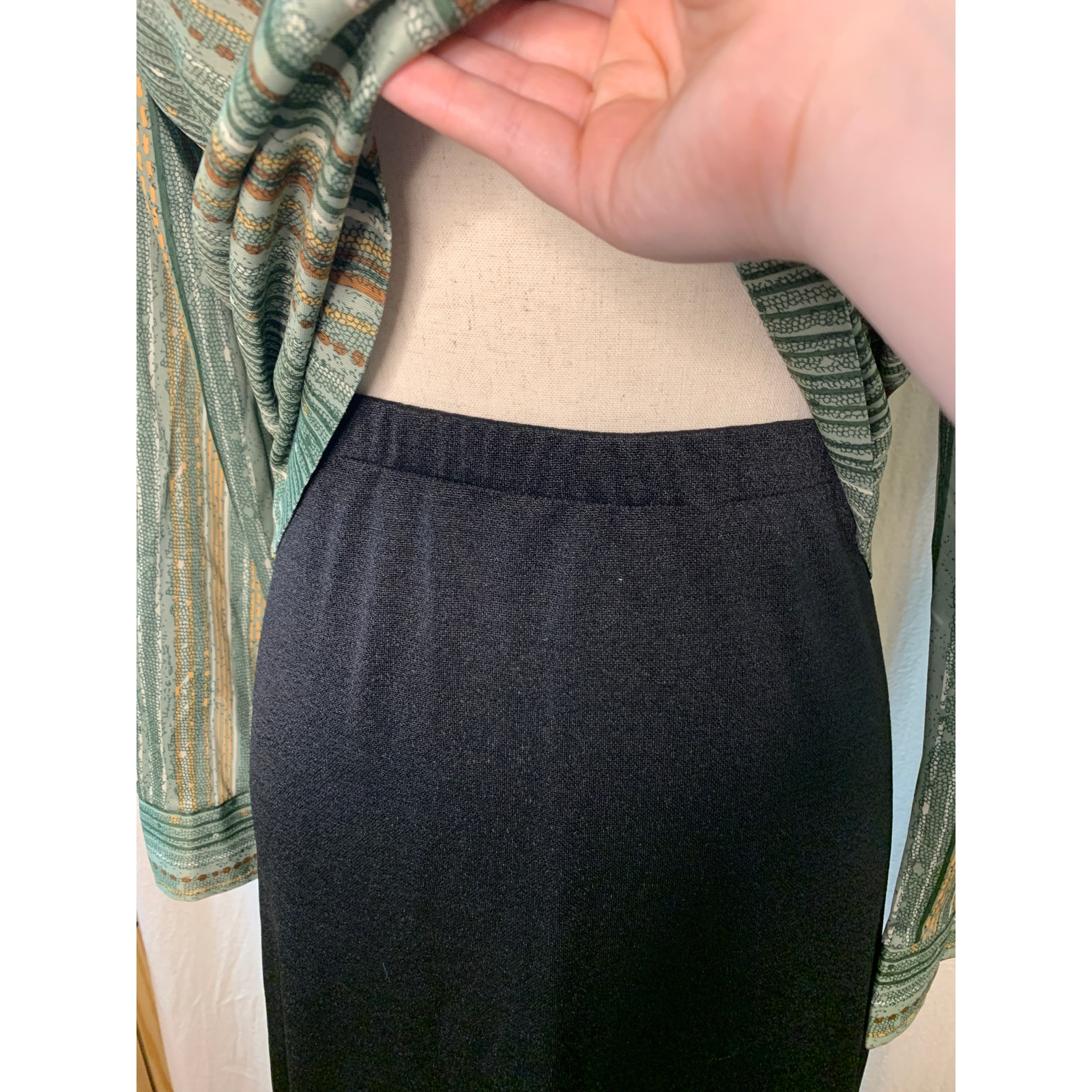 1970s Devon Retro Disco Earth Tones Stripe Dagger Collar Shirt Maxi Skirt Set M