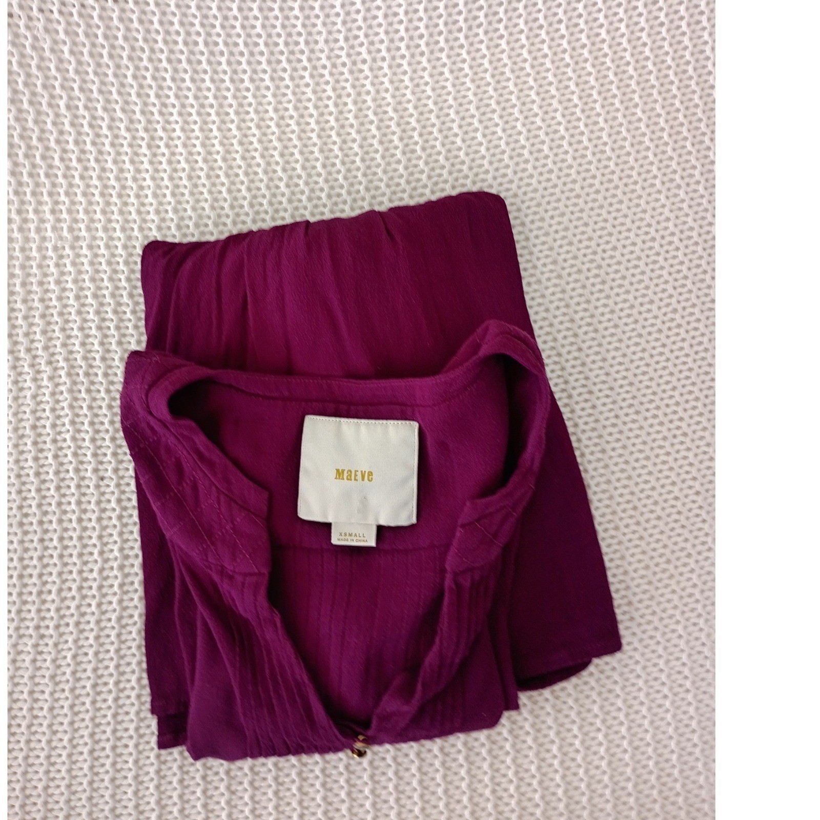 Maeve Anthropologie Coquette Pintuck Mini Dress Magenta Purple V-Neck XS Chic