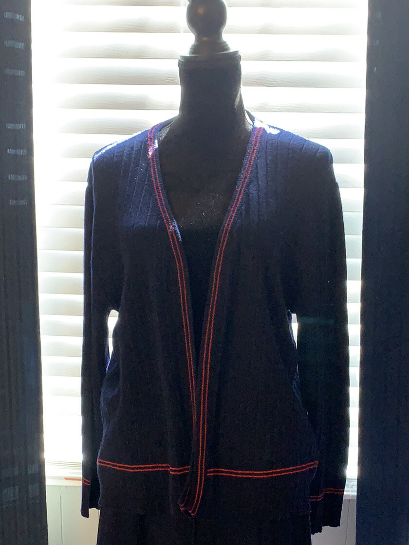 Women’s Blue & Red Sweater And Sweater Skirt