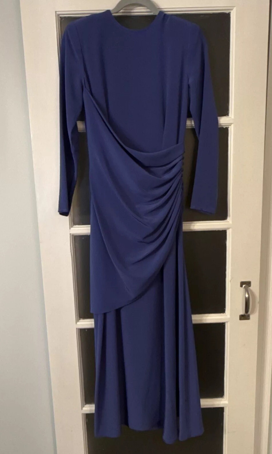 vintage 1980s blue long sleeve maxi dress Miss Elliette size small 5/31/85