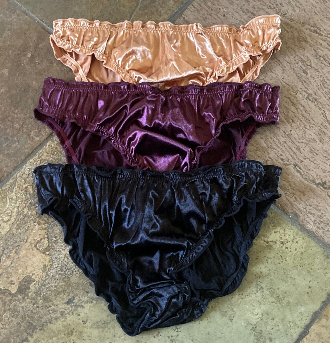 3 PCS PANTY LOT Bundle Large Second Skin SATIN Buttery soft Bikini Panties #347