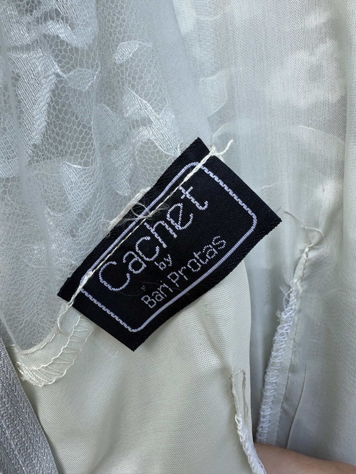 Vintage Cachet By Bari Protas Gray Lace Maxi Dress Size 5/6
